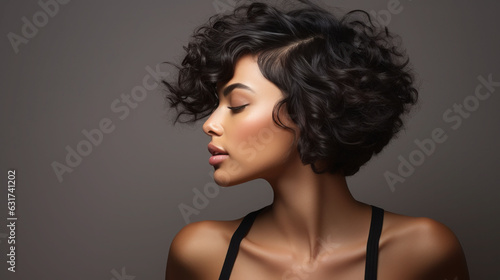 Portrait fashion black woman hair cut