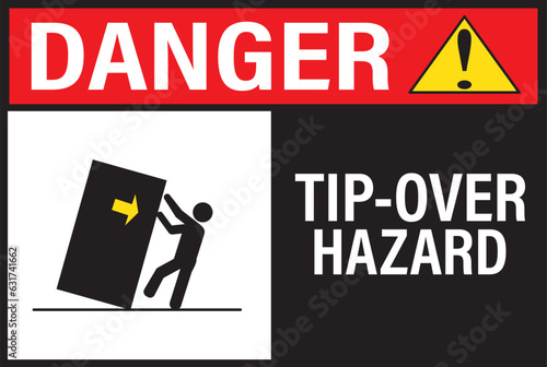Tip- over hazard warning industrial sign vector