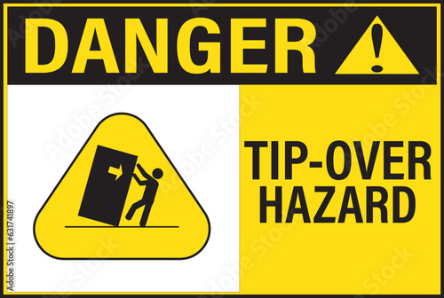 Tip- over hazard warning industrial sign vector