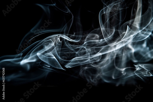  Captivating visuals of white smoke gracefully isolated against a striking black background. Ai generated