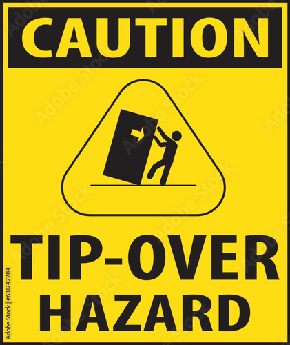 Tip- over hazard warning industrial sign vector