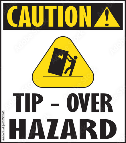 Tip- over hazard warning industrial sign vector
