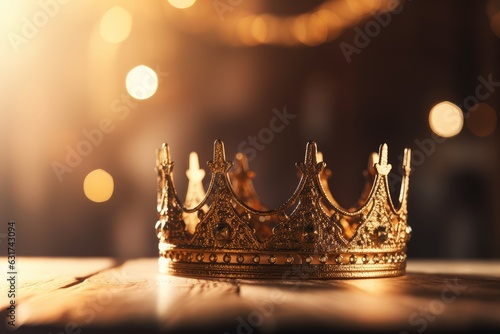Golden crown blurred. Generate Ai