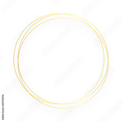Gold frame border on transparent background