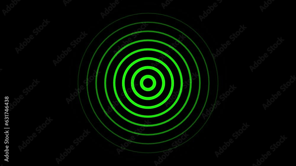 New green color neon light radio wave signal animated on black background. Digital radio waves white circle diffusion animation. New green color neon light radio wave signal animated on black background. Digital radio waves white circle diffusion animation.