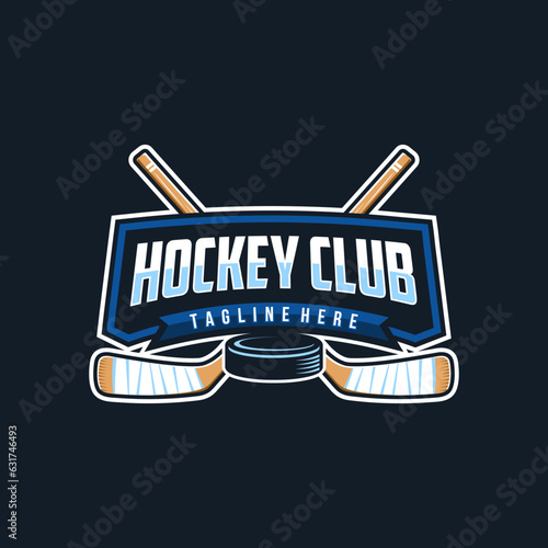Hockey badge emblem logo. Sports label vector illustration for a hockey club