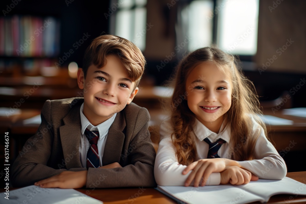 smiling students sitting in their classroom smiling students sitting in their classroom