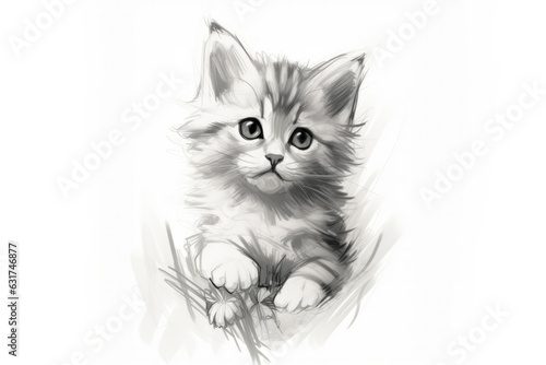 Wallpaper Mural Cute Kitten Drawing Torontodigital.ca