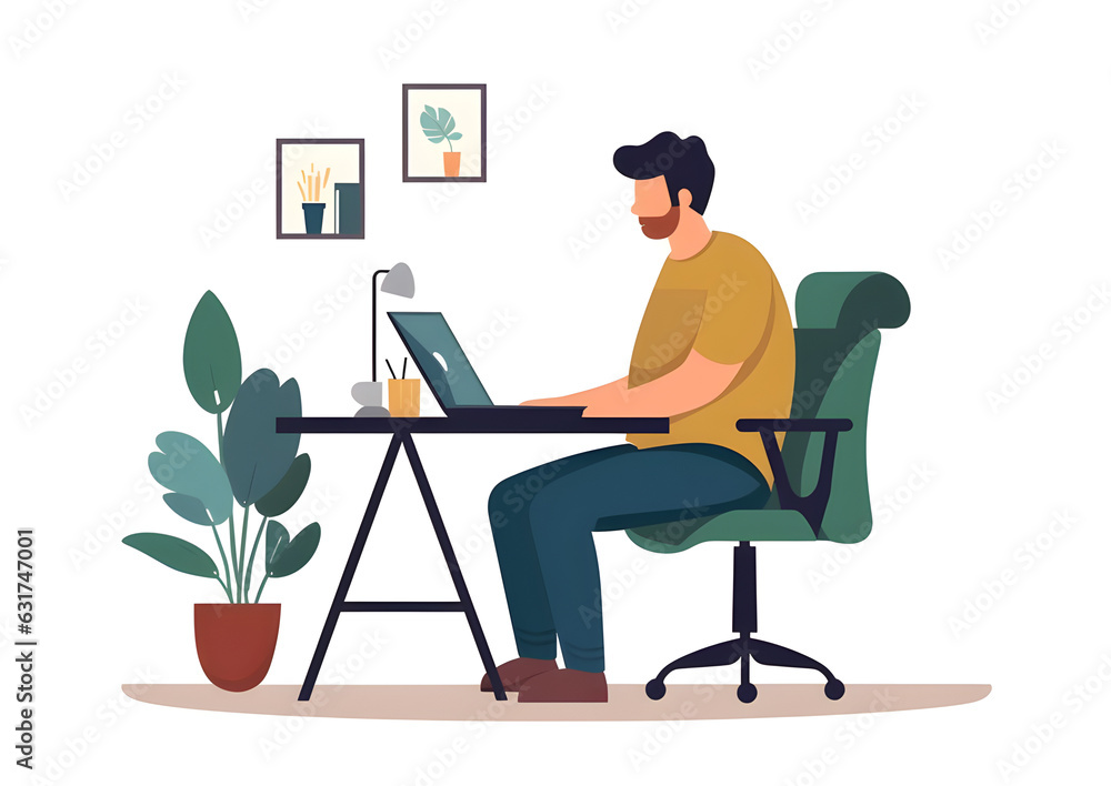 Man working in office for business on white background Man working in office for business on white background