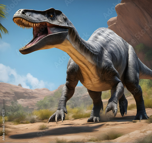 plateosaurus dinosaur. Ancient dinosaur in the jungle. Jurassic period. generative AI © EVISUAL