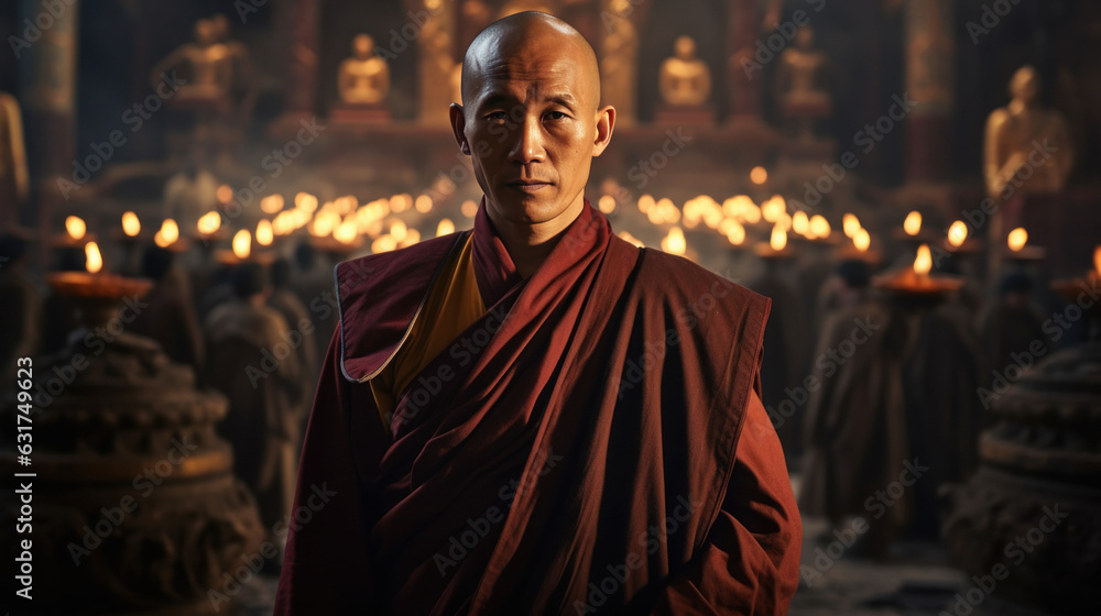 Tibetan monk in the temple