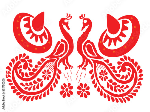 tribal pattern ( assamese pattern ) of northeast india which is used for textile design in assam gamosa , muga silk or other traditional dress.similar to ukrainian pattern or russian pattern.	
