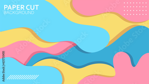 Design poster liquid background style paper cut playful color vector.