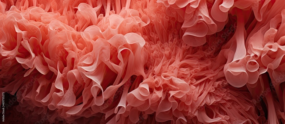 Close-up image of coral fabric fibers displaying their texture.
