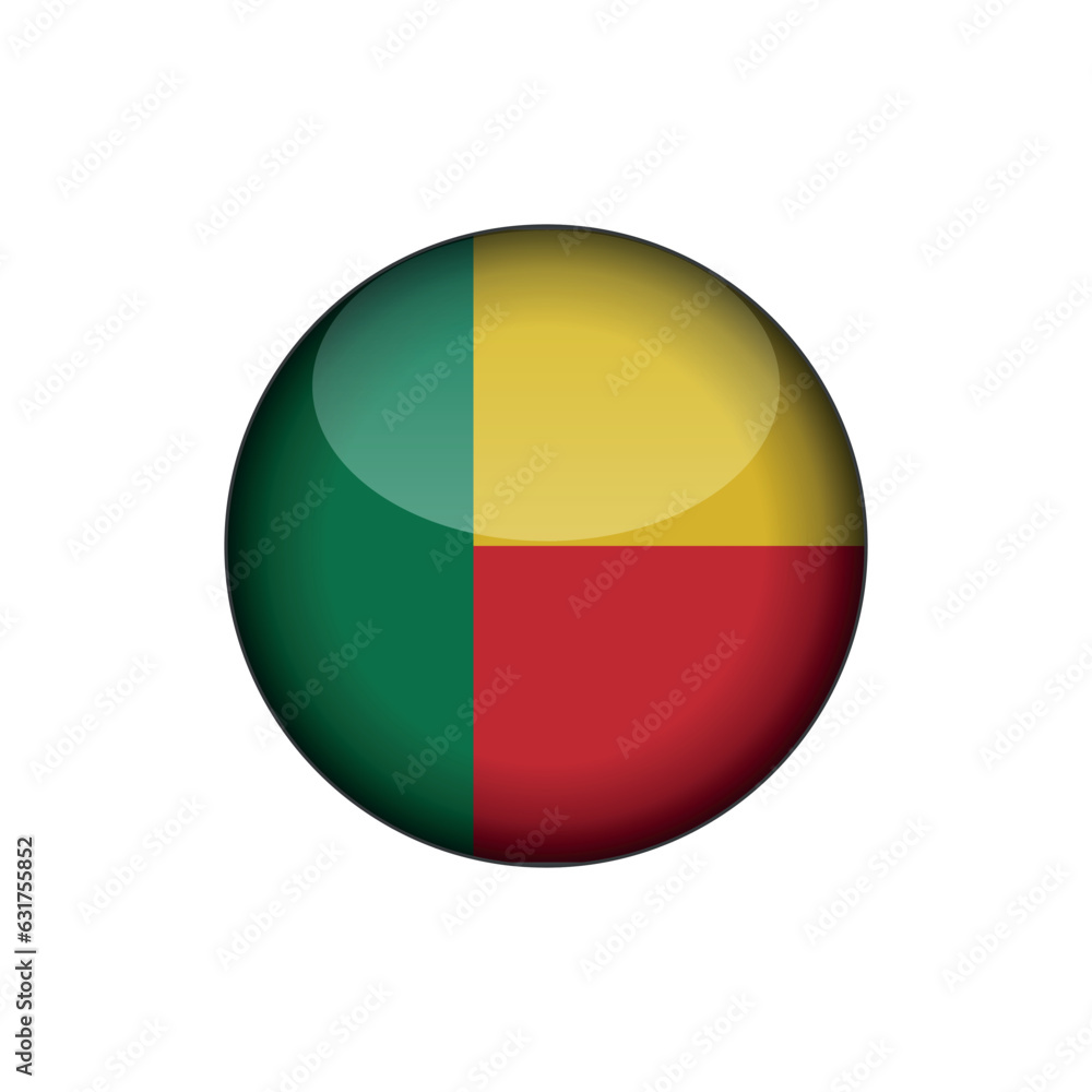 Benin Flag Circle Button Vector Template Benin Flag Circle Button Vector Template