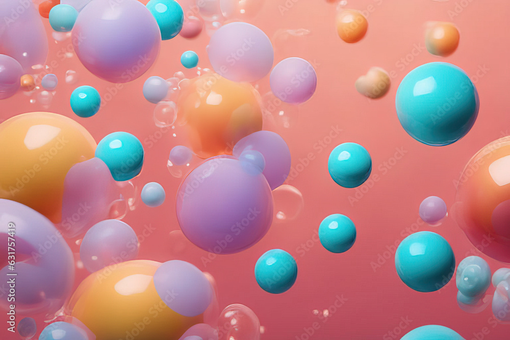 3 d abstract colorful background with balls. 3 d illustration. 3 d rendering