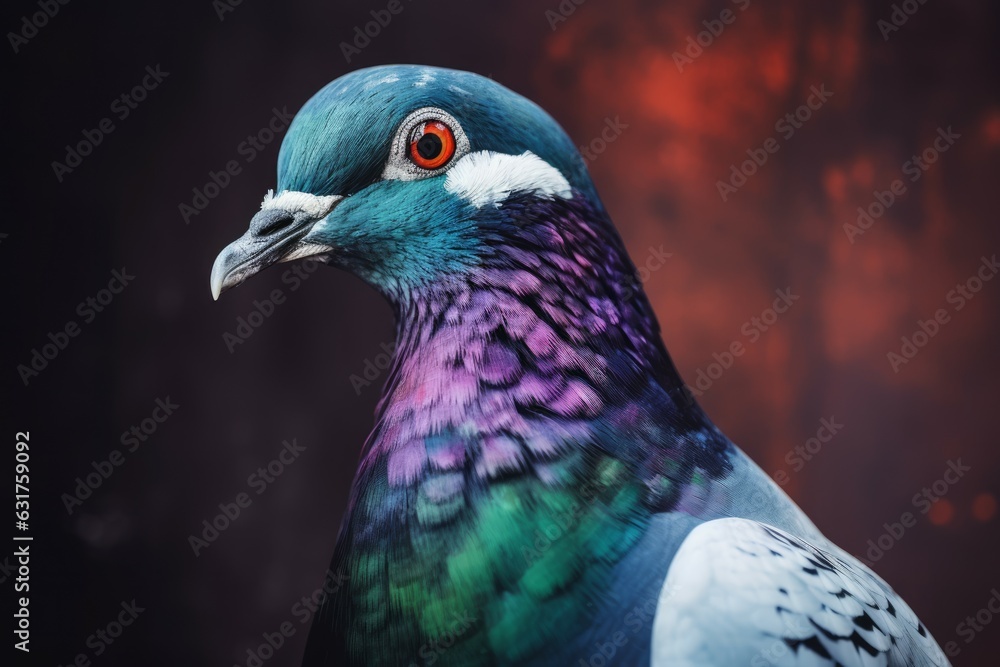 Obraz premium Pigeon bird colorful. Generate Ai