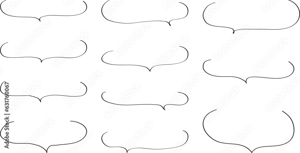 Fototapeta premium ベクターのかわいい手書きの下線ふきだしセット 黒 白黒 あしらい シンプル 吹き出しBlack handwritten vector speech bubble set