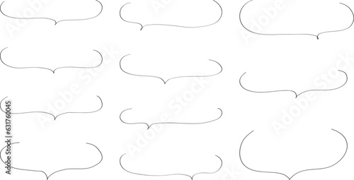ベクターのかわいい手書きの下線ふきだしセット　黒　白黒　あしらい　シンプル　吹き出しBlack handwritten vector speech bubble set
