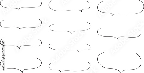 ベクターのかわいい手書きの下線ふきだしセット　黒　白黒　あしらい　シンプル　吹き出しBlack handwritten vector speech bubble set