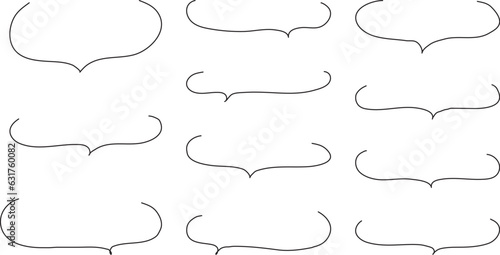 ベクターのかわいい手書きの下線ふきだしセット　黒　白黒　あしらい　シンプル　吹き出しBlack handwritten vector speech bubble set