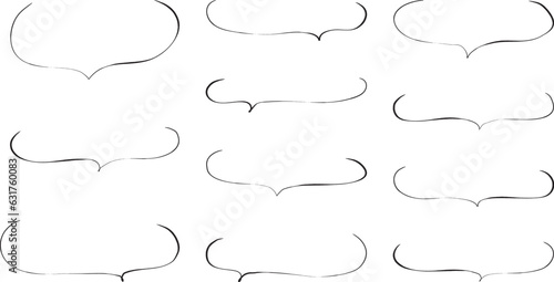ベクターのかわいい手書きの下線ふきだしセット　黒　白黒　あしらい　シンプル　吹き出しBlack handwritten vector speech bubble set