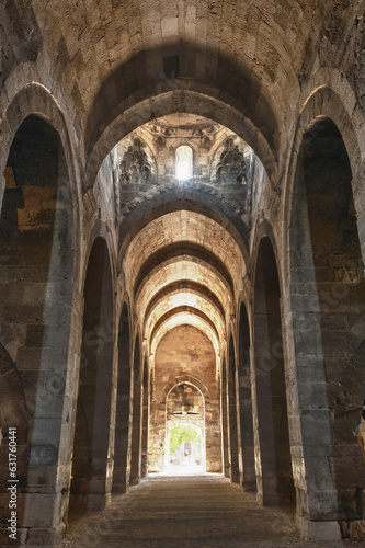 Sultanhani, Turkey – May 22, 2012 : Sultanhani caravanserai on the former silk road, Interior, Sultanhani, Antolia, Turkey