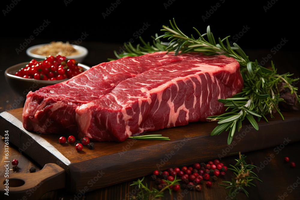 Marbled beef steak with fresh herbs and spices Marbled beef steak with fresh herbs and spices