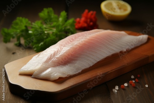Raw fish fillet food. Generate Ai
