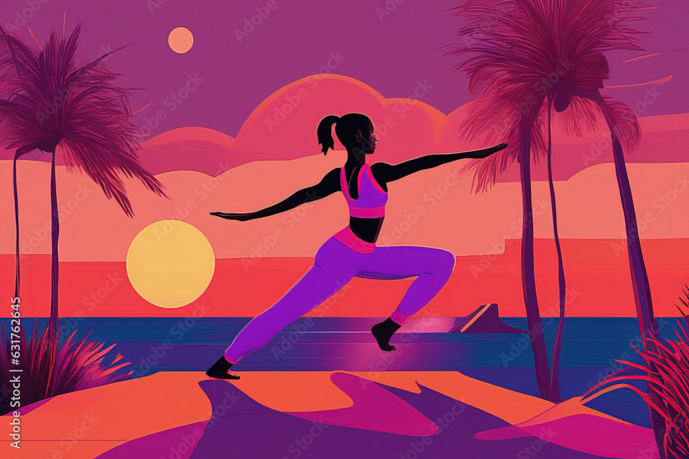 fitness woman exercising in the park, vector illustration