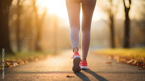 Young fitness woman  running at forest trail