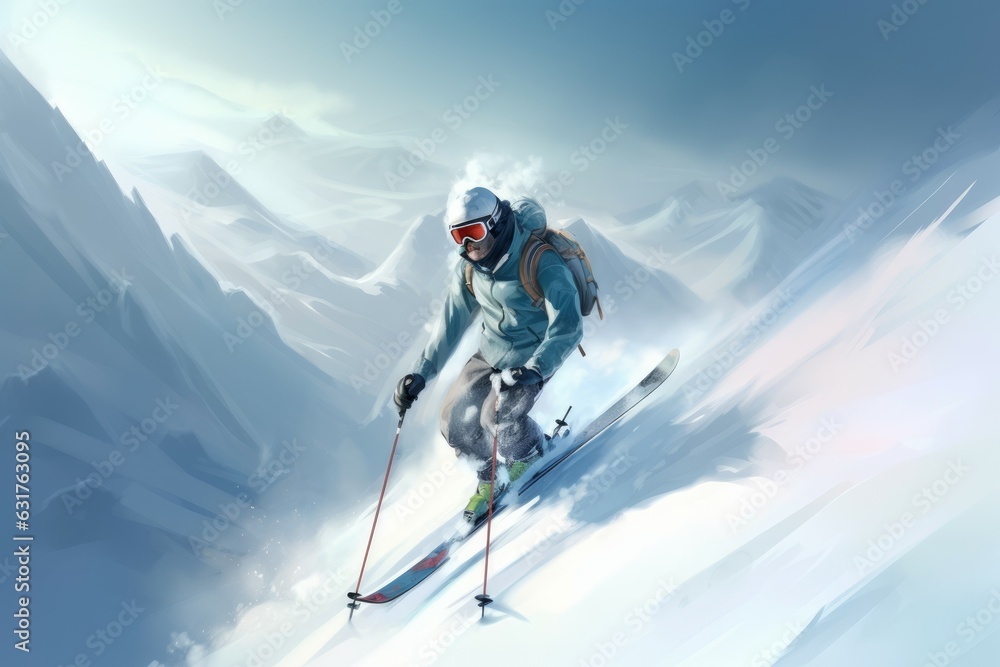 Skier mountains snow fun. Generate Ai Skier mountains snow fun. Generate Ai