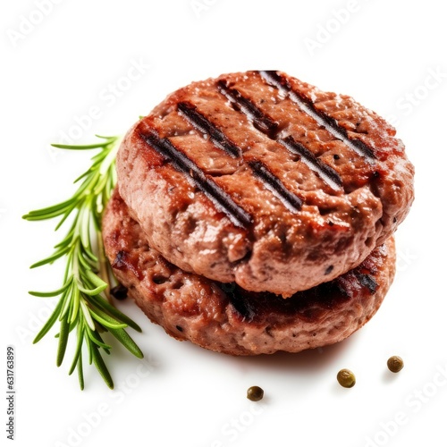 A delicious hamburger with a side of seasoning on a clean white background created with Generative AI technology