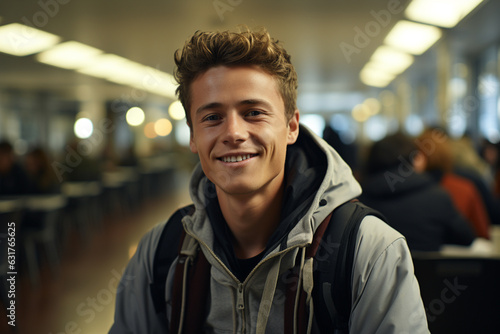 Portrait of young student in auditorium in campus of University © Simonforstock