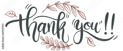Thank you word text hand drawn vector illustration