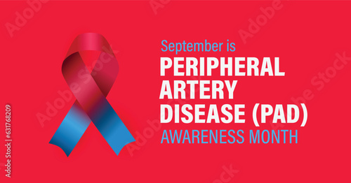 September is Peripheral Artery Disease (PAD) Awareness Month. Vector poster banner for Web and social media.