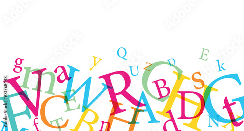 sfondo con lettere, caratteri colorati, concetto scrittura, parole