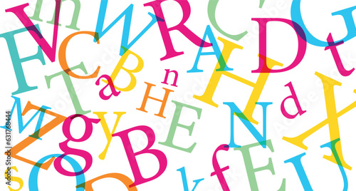 sfondo con lettere, caratteri colorati, concetto scrittura, parole