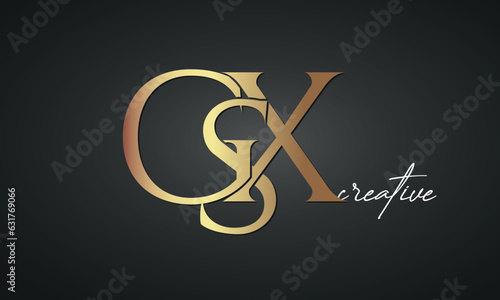 luxury letters GSX golden logo icon premium monogram, creative royal logo design	 photo