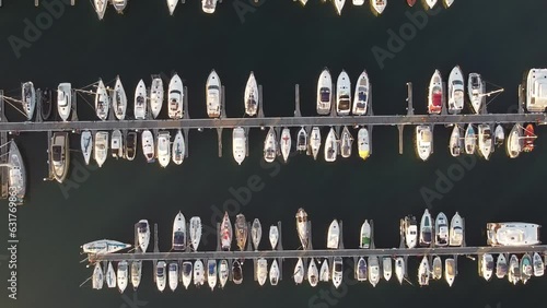 Aerial view over boats in a marina. Portugal, 2023
 photo