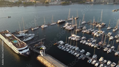 Aerial view over Afurada marina. Vila Nova de Gaia/Porto, Portugal, 2023.
 photo