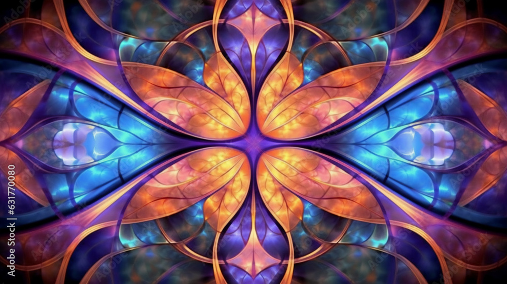Naklejka premium abstract background with flower in stained-glass window style. generative AI