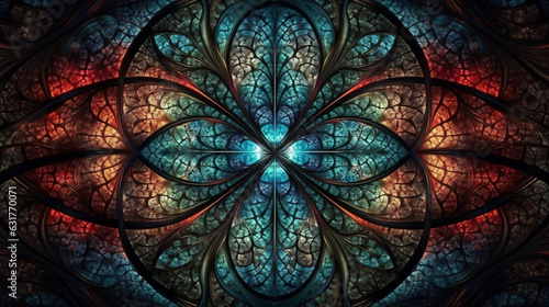 abstract background with flower in stained-glass window style. generative AI