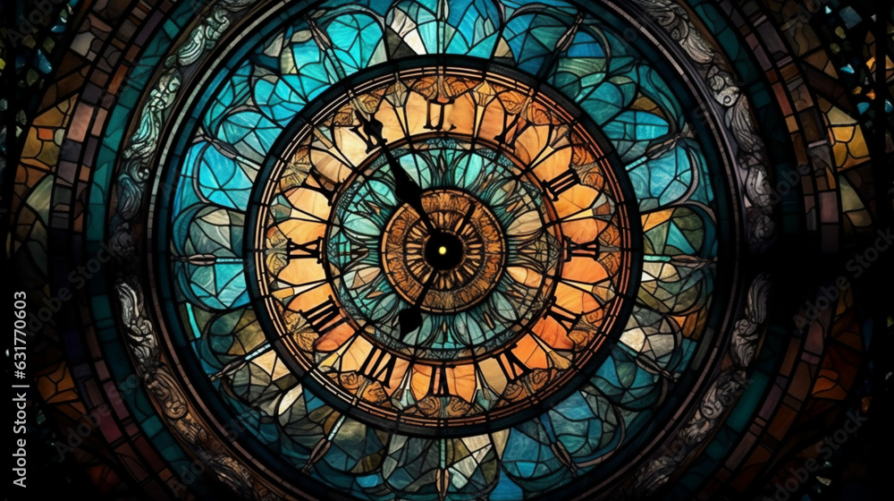 Fototapeta Astronomical clock close-up. Zodiac sign. 3d rendering. generative AI