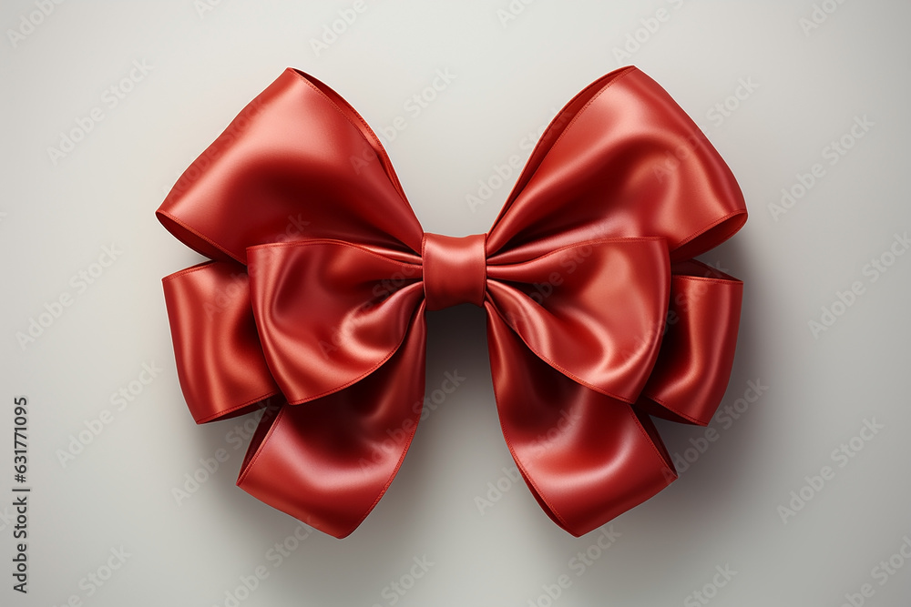 red bow isolated on gray background
