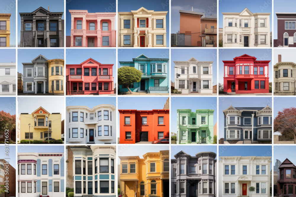 background with colorful house fronts background with colorful house fronts