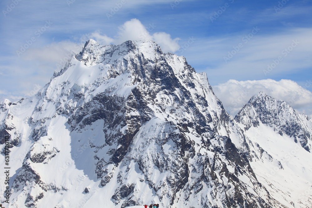 Obraz premium Mount Dombay in Teberda nature reserve, Caucasus Mountains, Russia