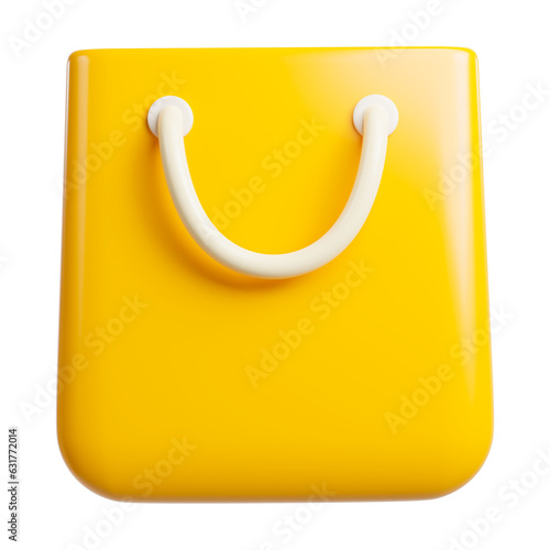 Yellow shopping bag icon. 3d illustration.
