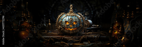 scary and spooky steampunk halloween pumpkin