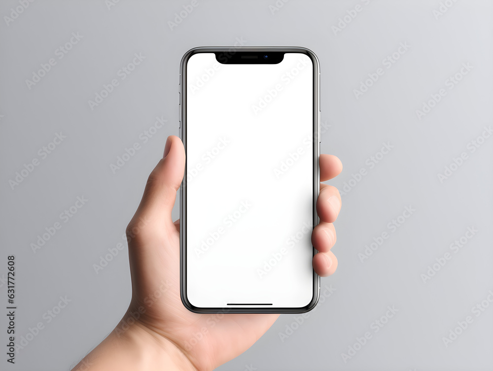 Smartphone mockup with someone holding the phone